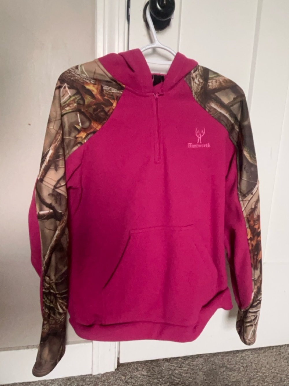 Ladies Pink Camo Sleeve Hoodie